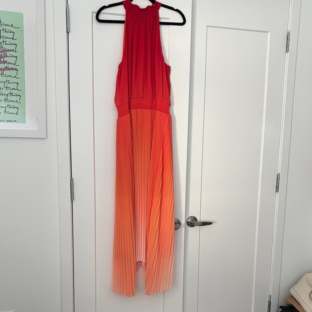 White House Black Market Red and Orange Maxi Dress